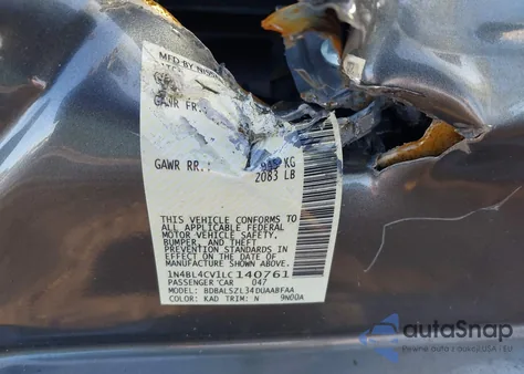 2020 Nissan Altima Sr Fwd z USA, uszkodzony, nr VIN 1N4BL4CV1LC140761